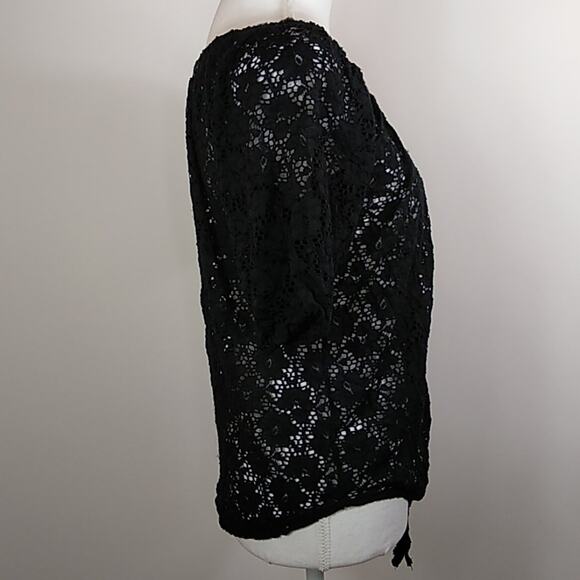 French Laundry Women's Black Lace Top Tie Waist M - Picture 4 of 7